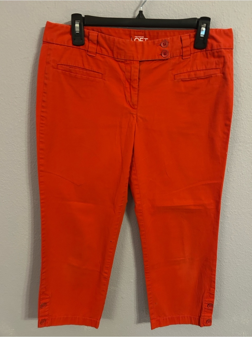 Loft Women Original Crop Orange Cotton Pants Size 6